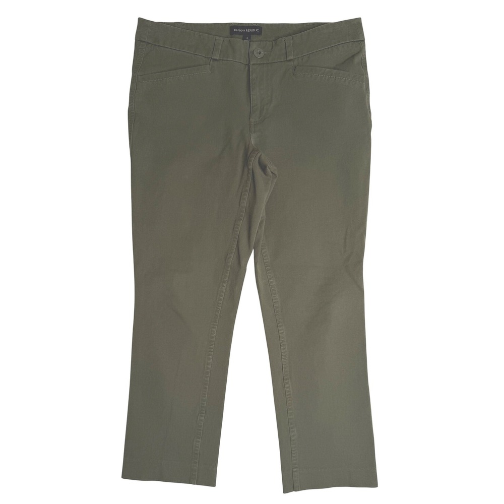 Banana Republic Sloan Cropped Stretch Chino Olive Green Womens 4